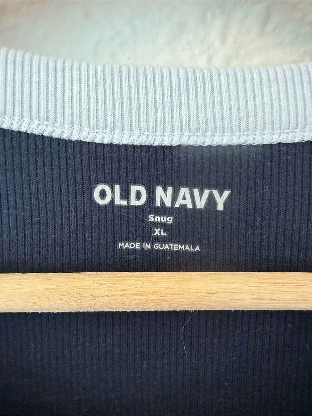 Old‎ Navy Navy Tee with White Collar and Red Apple Accent
